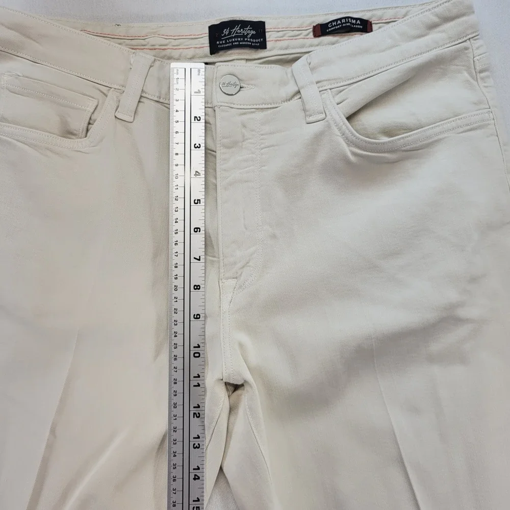 34 Heritage Charisma Pants Mens 35x30 Cream Classic Comfort Rise Luxury Stretch